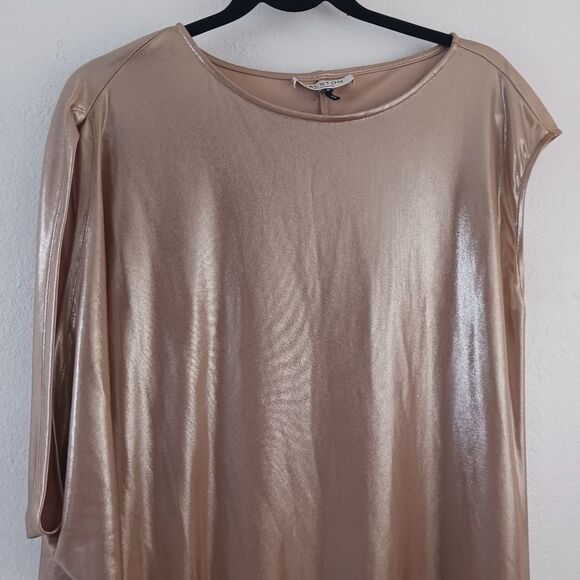 Halston Heritage Bateau Neckline Knee-Length gold metallic Dress size M - Picture 2 of 6